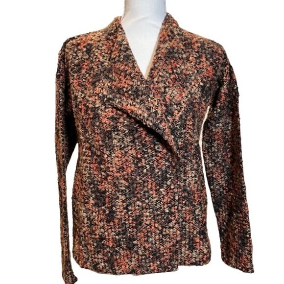 Mystree Wool Blend Side Zip Flap Lapel Jacket Tweed Orange Brown Size Small - Picture 1 of 10